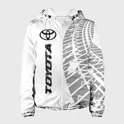 Куртка с капюшоном женская Toyota speed на светлом фоне со следами шин: по-ве, цвет: 3D-белый