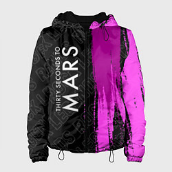 Куртка с капюшоном женская Thirty Seconds to Mars rock legends: по-вертикали, цвет: 3D-черный
