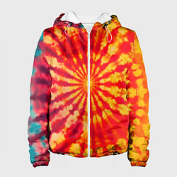 Куртка с капюшоном женская Тай дай солнце, цвет: 3D-белый