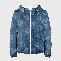 Куртка с капюшоном женская Hearts on denim, цвет: 3D-белый