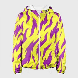 Куртка с капюшоном женская Кислотный тигр паттерн, цвет: 3D-белый