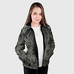 Куртка с капюшоном женская Кожа змеи - текстура, цвет: 3D-черный — фото 2