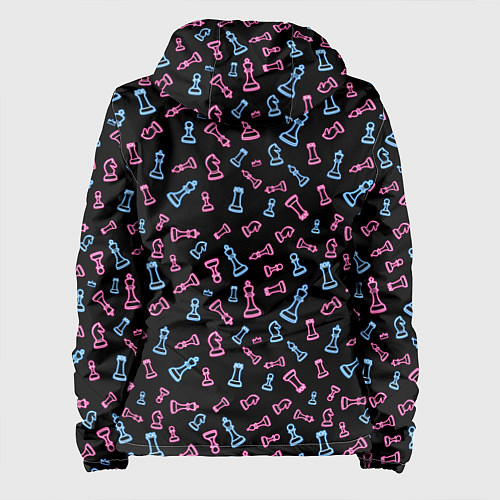Женская куртка Неоновые розовые и голубые шахматные фигуры на чер / 3D-Черный – фото 2