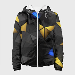 Куртка с капюшоном женская Black yellow geometry, цвет: 3D-белый