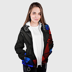 Куртка с капюшоном женская Black blue red elements, цвет: 3D-белый — фото 2