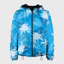 Куртка с капюшоном женская Синие цветы - Vice city - new ver, цвет: 3D-черный
