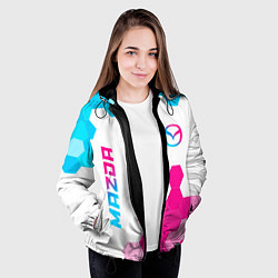 Куртка с капюшоном женская Mazda neon gradient style: надпись, символ, цвет: 3D-черный — фото 2