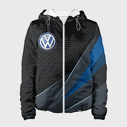 Куртка с капюшоном женская Фольцваген - синяя броня, цвет: 3D-белый
