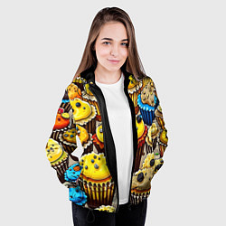 Куртка с капюшоном женская Вкусный принт - кексы от нейросети, цвет: 3D-черный — фото 2