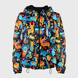 Куртка с капюшоном женская Космические чудики, цвет: 3D-черный