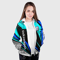 Куртка с капюшоном женская Фольцваген - sport uniform, цвет: 3D-белый — фото 2