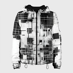 Куртка с капюшоном женская Кибер Сетка гранж, цвет: 3D-черный