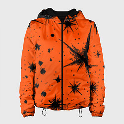 Куртка с капюшоном женская Огненный оранжевый абстракция, цвет: 3D-черный