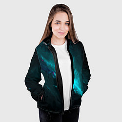 Куртка с капюшоном женская Голубое свечение в космосе, цвет: 3D-черный — фото 2