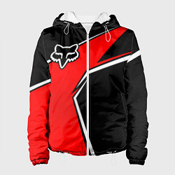 Куртка с капюшоном женская Fox мотокросс - красный, цвет: 3D-белый