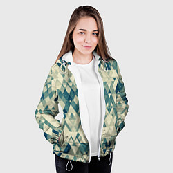 Куртка с капюшоном женская Абстракция светло-зеленый, цвет: 3D-белый — фото 2