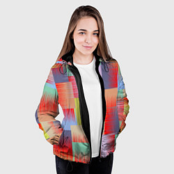 Куртка с капюшоном женская Веселая разноцветная клетка, цвет: 3D-черный — фото 2