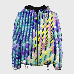 Куртка с капюшоном женская Прямотреугольный блочный паттерн, цвет: 3D-черный