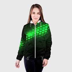 Куртка с капюшоном женская Неоновые зеленые пластины, цвет: 3D-белый — фото 2