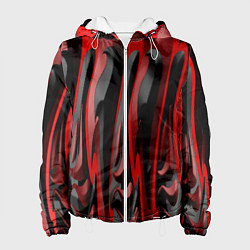 Куртка с капюшоном женская Пластик красно-черный, цвет: 3D-белый