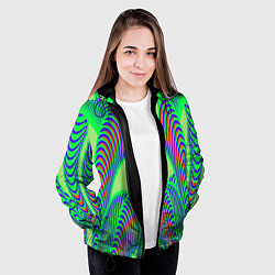 Куртка с капюшоном женская Сине-зеленые изгибы, цвет: 3D-черный — фото 2
