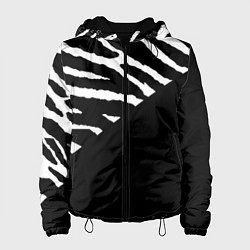 Куртка с капюшоном женская Полосы зебры с черным, цвет: 3D-черный