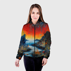 Куртка с капюшоном женская Импрессионистская абстрактная живопись, цвет: 3D-черный — фото 2