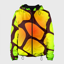 Куртка с капюшоном женская Коричневая сеть с цветными пятнами, цвет: 3D-черный