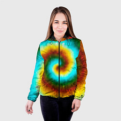 Куртка с капюшоном женская Тай-дай коричневый, цвет: 3D-черный — фото 2