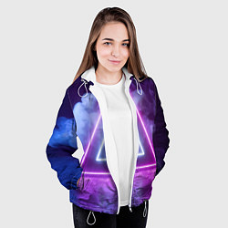 Куртка с капюшоном женская Неоновый треугольник в неоновом дыму, цвет: 3D-белый — фото 2
