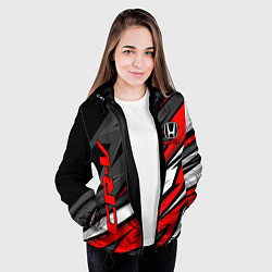 Куртка с капюшоном женская Honda - CR-V - геометрия, цвет: 3D-черный — фото 2