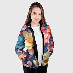 Куртка с капюшоном женская Водянная лилия лотосы кувшинки, цвет: 3D-черный — фото 2