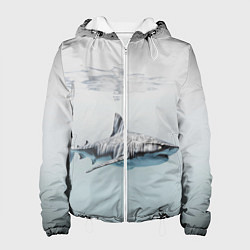 Куртка с капюшоном женская Акула большая белая в толще воды, цвет: 3D-белый