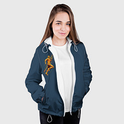 Куртка с капюшоном женская Золотой бегущий человек, цвет: 3D-белый — фото 2