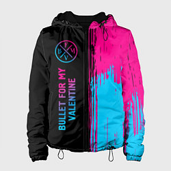 Куртка с капюшоном женская Bullet For My Valentine - neon gradient: по-вертик, цвет: 3D-черный