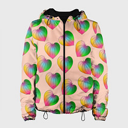 Куртка с капюшоном женская Цветной листик, цвет: 3D-черный