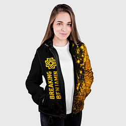 Куртка с капюшоном женская Breaking Benjamin - gold gradient: по-вертикали, цвет: 3D-черный — фото 2