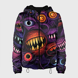 Куртка с капюшоном женская Хэллоуинские зубастики, цвет: 3D-черный