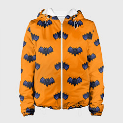 Куртка с капюшоном женская Летучие мыши - паттерн оранжевый, цвет: 3D-белый