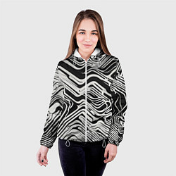 Куртка с капюшоном женская Волнистые белые линии, цвет: 3D-белый — фото 2