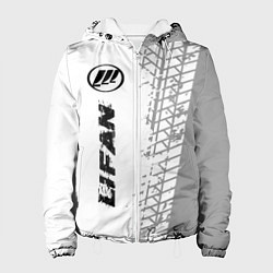 Куртка с капюшоном женская Lifan speed на светлом фоне со следами шин: по-вер, цвет: 3D-белый