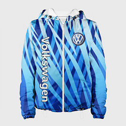 Куртка с капюшоном женская Volkswagen - синий камуфляж, цвет: 3D-белый