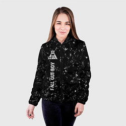 Куртка с капюшоном женская Fall Out Boy glitch на темном фоне: по-вертикали, цвет: 3D-черный — фото 2