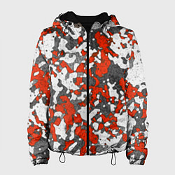 Куртка с капюшоном женская Абстракция серо-красная, цвет: 3D-черный