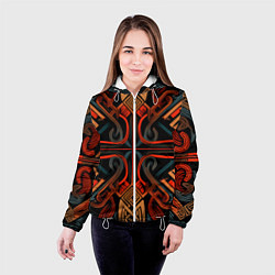 Куртка с капюшоном женская Орнамент в скандинавском стиле, цвет: 3D-белый — фото 2