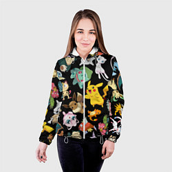 Куртка с капюшоном женская Пикачу и другие покемоны, цвет: 3D-белый — фото 2