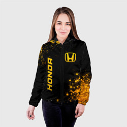 Куртка с капюшоном женская Honda - gold gradient: надпись, символ, цвет: 3D-черный — фото 2