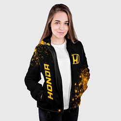 Куртка с капюшоном женская Honda - gold gradient: надпись, символ, цвет: 3D-черный — фото 2