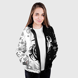 Куртка с капюшоном женская Инь Янь - Драконы, цвет: 3D-черный — фото 2