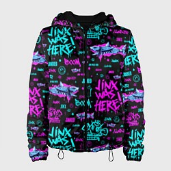 Куртка с капюшоном женская Jinx Arcane pattern neon, цвет: 3D-черный